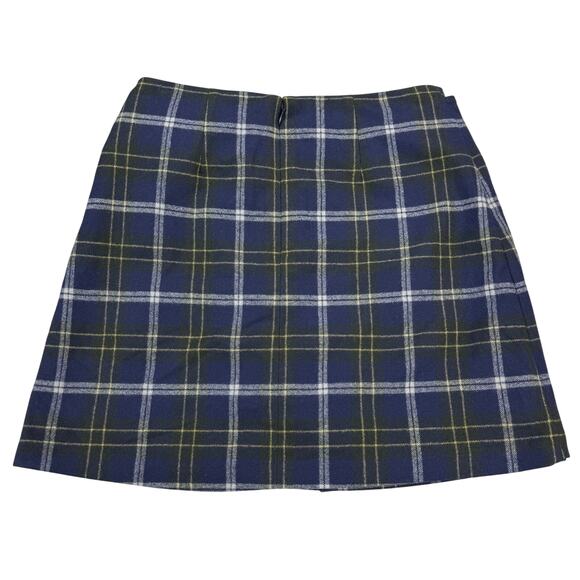 WILFRED Aritzia Wool Wrap Front Mini Skirt Sz 2 Blue Plaid - Picture 7 of 7